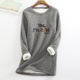 thumbnail image 1 of Hauts d'Entraînement pour Femmes Col Rond Poche Épaissie Peluche Chaude Manches Longues Hauts pour Femmes en Liquidation, 1 of 5