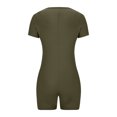 thumbnail image 3 of LOVZFMLL Women's Summer Yoga Short Sleeve Neck Short Jumpsuit Motion Rompers Outfit Army Green XXL, 3 of 5