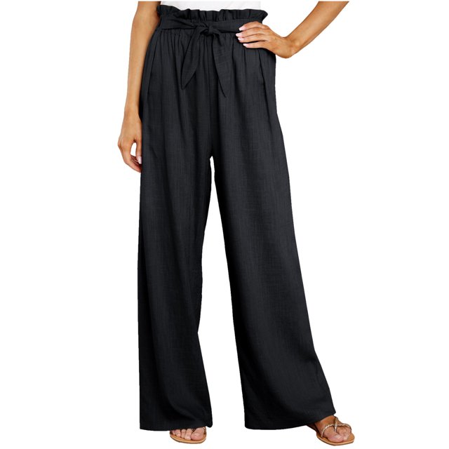 CEHVOM Pantalon de Jambe Long en Lin de Coton Massif Décontracté pour Femmes