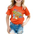 thumbnail image 4 of PMVFHDE Tenue de Pâques pour Filles T-Shirt Graphique de Pâques / Imprimé Lapin & Œuf Manches Courtes Col Rond / Tee-Shirt en Coton Doux pour Tout-Petit / Tenue Décontractée Printemps Été Orange, 4-5 Ans, 4 of 4