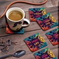 thumbnail image 3 of Inkdotpot Set of 6 Drink Coasters DecorativeNon,SlipCork Base4-inch Square PrintedCoastersEasy Clean- Music Quote, 3 of 8