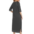 thumbnail image 4 of Timegard Night Shirts for Women Sleepwear Zipper Robe 3/4 Sleeve Side Split Lounge Dress with Pockets, 4 of 6