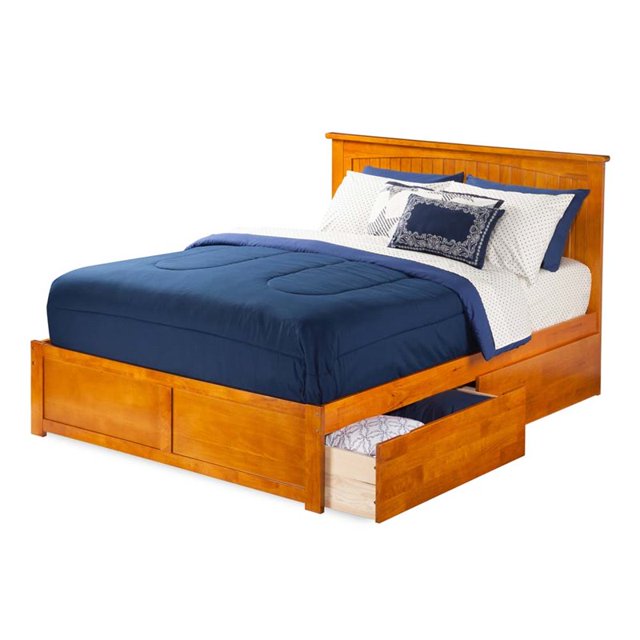 Atlantic Furniture Nantucket Queen Storage Platform Bed in Caramel