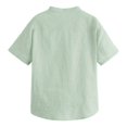 thumbnail image 2 of CHOK Boys Button Up Henley Short Sleeve Linen Cotton Tops with Pocket, 2 of 3