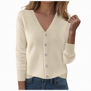 Splozh Chandails pour Femmes Cardigan Décontracté Imprimé pour Femmes Haut à Manches Longues Veste Cardigan Haut Beige,m
