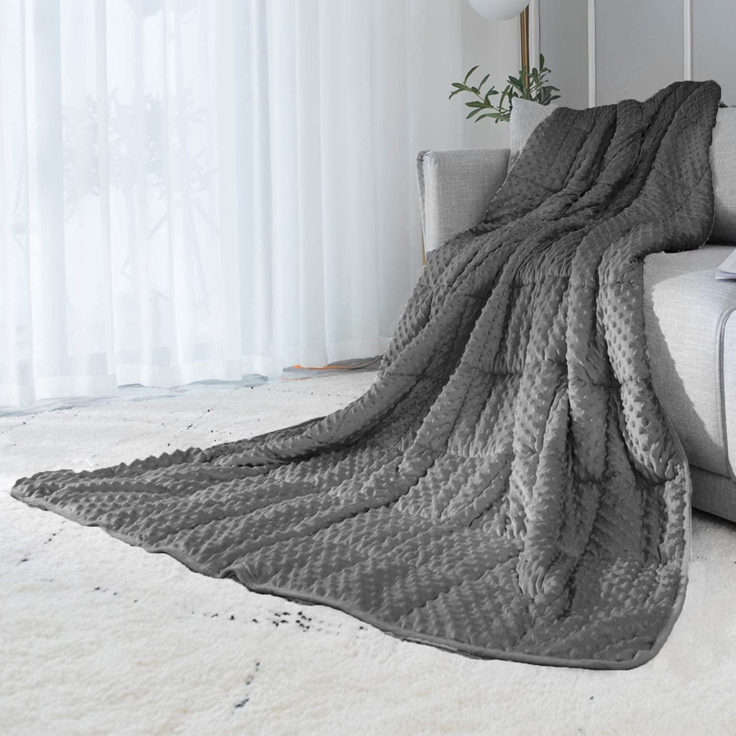 ALANSMA Reversible Weighted Blanket for All Season Luxury Velvet Warm and Cool Adult Kids 5Lb Weighted Blanket Enjoy Sleeping Anywhere(Grey 36""x48"" 5lbs)
