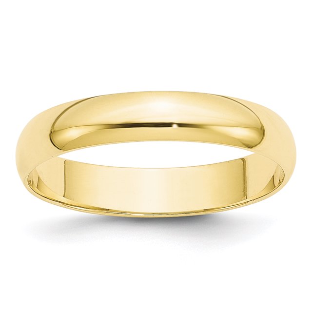 10K Yellow Gold 4mm Light Weight Half Round Band Size 9
