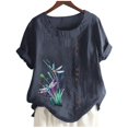 thumbnail image 4 of Birdeem Womens Summer Casual Round Neck Short Sleeve Printing Loose Shirt Tops, 4 of 5