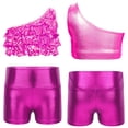 thumbnail image 1 of Oyolan Big Girls Gymnastic Workout Set 2PCS Crop Tops with Shorts 4-16 Years Sequins Dance Outfit Hot Pink 10, 1 of 7