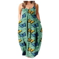 thumbnail image 1 of Robe Longue d'Été pour Femme à Col Rond, Imprimée, Sans Manches, Grande Taille, à Enfiler, à Bretelles Spaghetti, Longue Robe Maxi avec Poches, 1 of 4