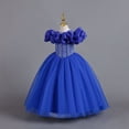 thumbnail image 5 of MIASHUI Robe de Demoiselle d'Honneur en Tulle Épaules Dénudées Robe de Bal de Mariage, Bleu, 4-5 Ans, 5 of 5