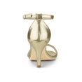 thumbnail image 2 of BLISSFUL STEP Women's Solid Color Open Toe Rhines Ankle Strap Stiletto Sandals Gold 10, 2 of 7