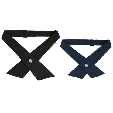 INSPIRE CHIC Nœud Papillon Ajustable Pré-Noué pour Femme, Uniforme Scolaire, Nœuds Papillon Croisés, 2 Pcs, Noir, Bleu Marine, Taille Unique