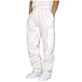 thumbnail image 2 of EGNMCR Men's Lightweight Pants, Cargo Pants Men, Linen Pants Men Men's Rope Loosening Waist Color Pocket Trousers Loose Sports Trousers Men's polyester pants, 2 of 3
