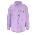 thumbnail image 5 of Qertyioot Veste en Denim Tendance à Manches Longues pour Femmes avec Franges et Trous, 5 of 5