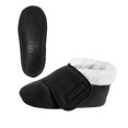 thumbnail image 1 of Silverts Men & Women Soft Fleece Booties Extra Wide Slippers, L, Black, 1 of 2