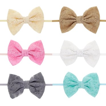 Coofit 6PCS Baby Headband Lace Bowknot Elastic Hair Band Head Wrap Photography Prop