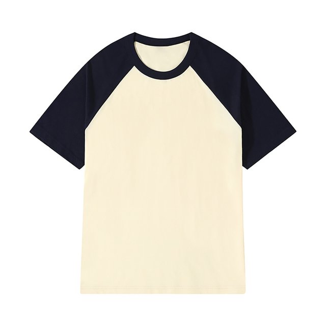 LUOGENLI Male T-shirts for Mens Men's Patchwork Round Neck T Shirt Color Contrast Retro Heavy Shoulder T Shirt Solid Color Loose Short Sleeve Light Blue S