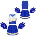 thumbnail image 1 of Xnihocha Costume de Cheerleading pour Filles Uniforme de Cheerleader Robe Tenue de Fête Ensemble Haut avec Jupe Plissée et Pompons Bleu 12, 1 of 6
