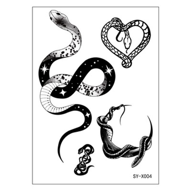 EGNMCR Fake Tattoos, Tattoo Stickers Mamba Flower Marks Death Snake One-time Temporary Sticker Tattoo stickers