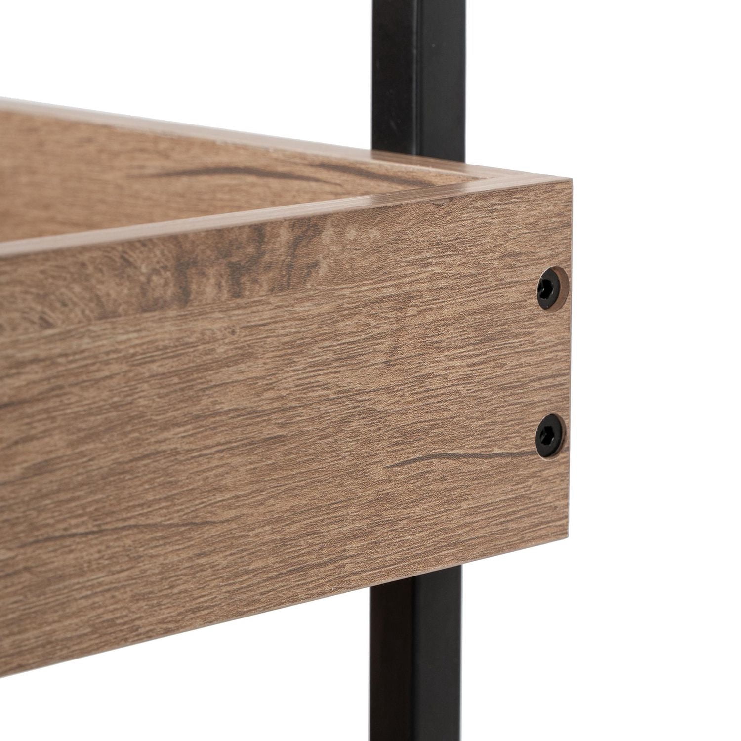 Better Homes & Gardens 3-Tier bois et acier rouler chariot utilitaire; Cadre en métal Durable; Chêne naturel et finition métal noir