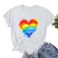 thumbnail image 2 of RKSTN Hauts pour Femmes LGBT Décontractés Coupe Ample Hauts Inspirants Égalité Été Mignon Cœur d'Amour Imprimé Manches Courtes Col Rond Pride Shirt, 2 of 3