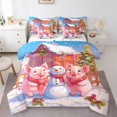 thumbnail image 1 of YST Pink Christmas Pig Bedding Set Cute Cartoon Snowman Bed In A Bag With Sheets For Kids Girls Red Rustic Barn Door Full Comforter Set 7 Piece Pine Tree Farm Animal Bed Set, 1 of 1