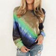 thumbnail image 2 of Chemises à Manches Longues Décontractées pour Femmes Automne Hiver Graphique Tee Tie Tye Imprimé Col Rond Casual en Vrac Pull-Over Chemises Violet, 2 of 6