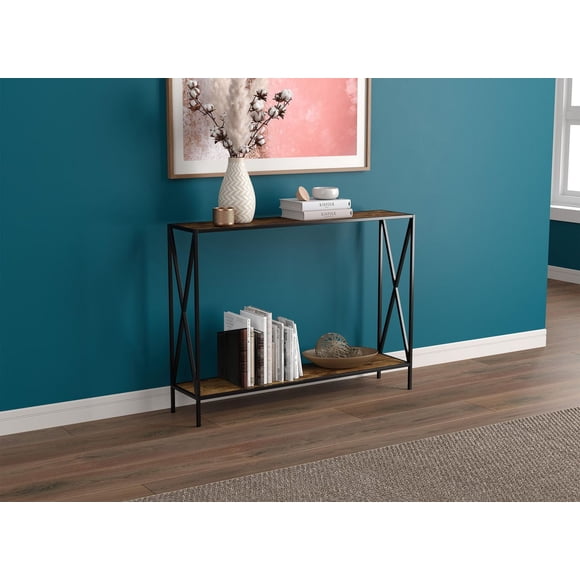 Safdie & Co. Console Table 39.5L Brown Reclaimed Wood 1 Shelf Black Metal