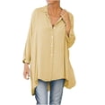 thumbnail image 1 of TIMIFIS Womens Oversized Shirts Button Down Long Sleeve Shirt V Neck Collar Loose Flowy Blouse-Yellow-XXLFall, 1 of 6