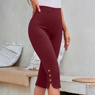 Summer Savings Clearance! Women's Summer High Waisted Solid Color Capris, Slim Fit Yoga Gym Leggings, Stretch Fitness Pants for Workout, Casual or Active Wear Clearance Sales Today Deals Prime