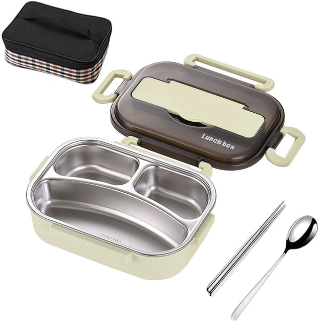 Ycandiee Stainless Steel Bento Boxt, Reusable Stainless Steel Lunch Box for Hot Food with Durable Plastic & Soft Rubber Cover, Hot Food Lunch Container