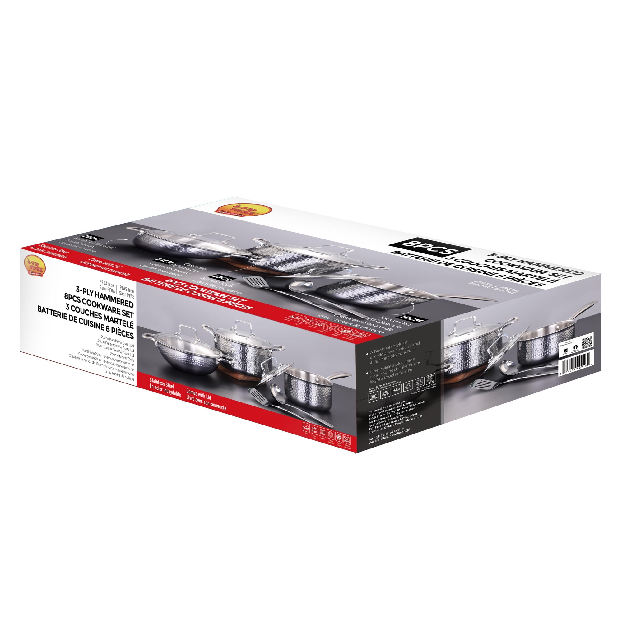 Ensemble de batterie de cuisine en acier inoxydable martelé Verka