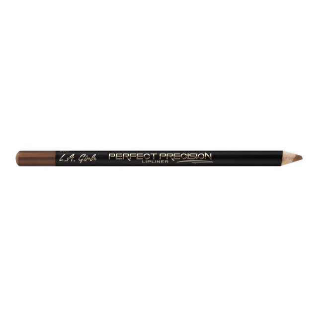 LA Girl Perfect Precision Lipliner in brown, a slim black cosmetic pencil with a sharpened tip and gold lettering, designed for precise lip definition and smooth application, often used in detailed lip makeup routines.