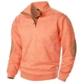 thumbnail image 1 of Fengqque Men's Fall Standing Collar Hooded Sweatshirt Jacket Knit Color Blocking Button Hooded Sweatshirt Orange 6(M), 1 of 4