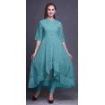 thumbnail image 2 of Bimba Robe Anarkali à Blocs Floraux Bleue Imprimée Col Mandarin Kurtis Indiens pour Femmes Tenue de Fête Anarkali Kurta -Moyen, 2 of 5