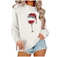 thumbnail image 1 of Amzcrzy Chandail de Noël pour Femmes Mode Manches Longues Col Rond T-Shirt Impression Verre de Vin Rouge Ample Grande Taille Chandail à Enfiler Hauts, 1 of 4