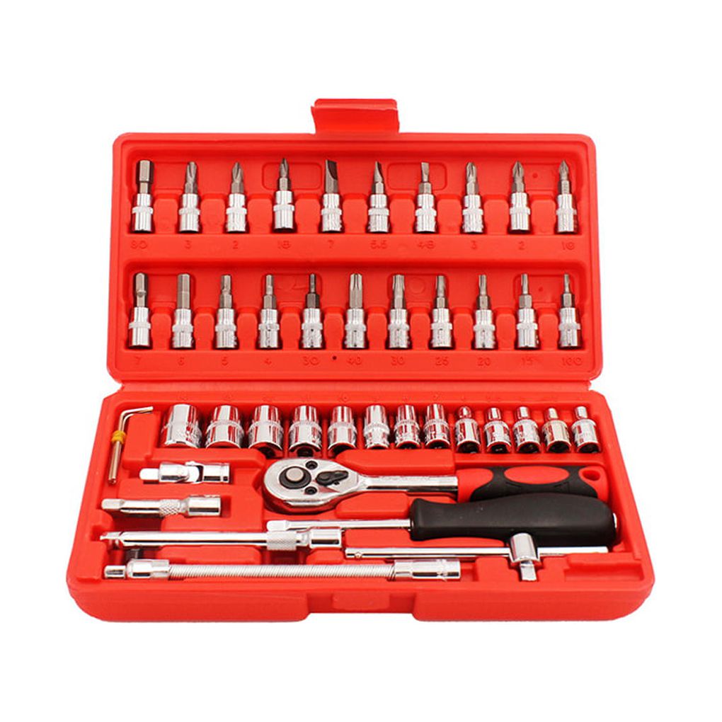 Langgg 46 Pieces Steel Repair Screwdriver Bit Automobile Household Bits Kit Mechanical Portable Multifunctional Tools with Storage Box