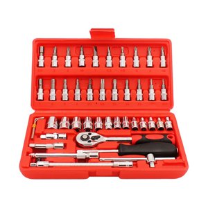 Langgg 46 Pièces Acier réparation tournevis Bit Automobile Kit Bits Mécanique Portable Outils multifonctionnels avec boîte de rangement