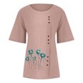 thumbnail image 5 of TopLLC Chemises Mexicaines pour Femmes Hauts Brodés Traditionnels Tunique Décontractée à Fleurs pour Femmes Col Rond Manches Courtes Chemises en Lin, 5 of 5