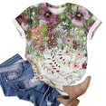 thumbnail image 4 of Économies du Printemps! CEHVOM T-Shirts Graphiques Floraux pour Femmes, T-Shirt à Manches Courtes Boho à Imprimé Paysage Floral pour Femmes, Col Rond Ample Décontracté d'Été Décontracté Ample Basique Confortable T-Shirts Boho Hauts 2023, 4 of 5