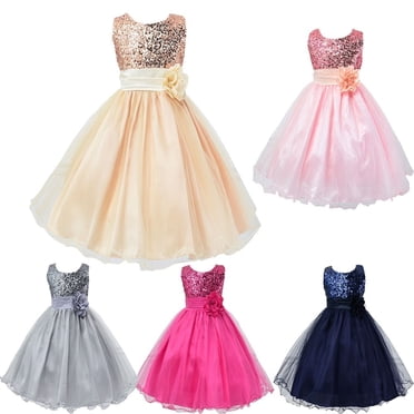 Robe de Demoiselle d'Honneur de Noël pour Fille, Enfant, Bébé, Fête, Formelle, à Paillettes, Robe de Bal, Robe Formelle 2-10 Ans