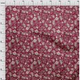 thumbnail image 3 of oneOone Tissu Georgette Viscose Carmin Rouge Feuilles & Floral Artistique Projets de Couture Tissu Imprimé au Mètre 42 Pouces de Large, 3 of 4