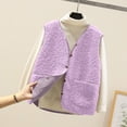 thumbnail image 2 of FAIWAD Womens Fleece Vest Fall Winter Warm Sleeveless Button Down Waistcoat Solid Color Loose Vest Coat, 2 of 7