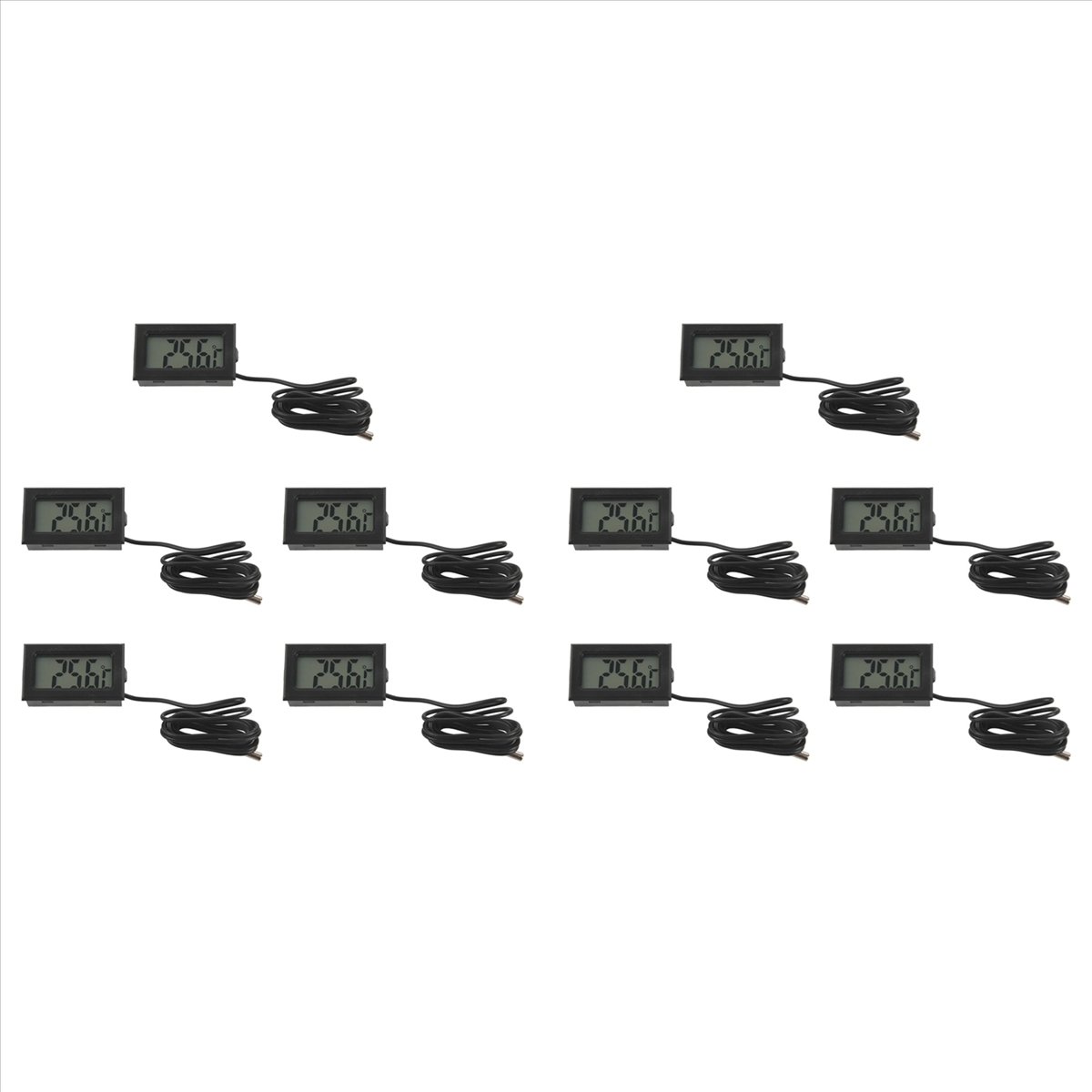 10X NEW Digital LCD Thermometer Temperature Gauge Probe Sensor -50°C TO +110°C Range,10x Digital Thermometer 10x Embedded hole,Silver