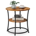 thumbnail image 1 of VASAGLE Side Table, 2-Tier Round End Table, Nightstand with Steel Frame for Small Spaces, Living Room, Bedroom, Rustic Brown and Ink Black, 1 of 5