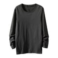 thumbnail image 1 of Jalioing T-Shirt en Coton pour Hommes Uni à Manches Longues Col Ras du Cou T-Shirt Basique Décontracté Ample Mode Chemises Hauts, 1 of 6