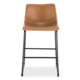 thumbnail image 3 of Heavenly Collections Modern Faux Leather Counter Stool for Kitchen and Bar, Tan, Mid-Century Style, 3 of 4