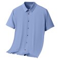 thumbnail image 4 of Birdeem Shirts for Men Mens Short Sleeved Solid Color Button Ice Silk Formal Dress Short Sleeved, 4 of 10