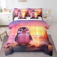 thumbnail image 1 of 7pcs Cartoon Penguin Twin Comforter Set for Kids Boys Girls Beach Themed Bedding Comforter Sets, Antarctic Animal Bed in a Bag Cute Wildlife Bedding Set, Coastal Sea Ocean Marine Bed Sheets Set, 1 of 6